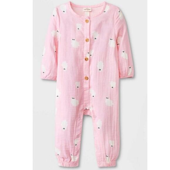 Cat & Jack Other - Baby Girls Cat & Jack Gauzy Pink Ghosts Halloween Romper